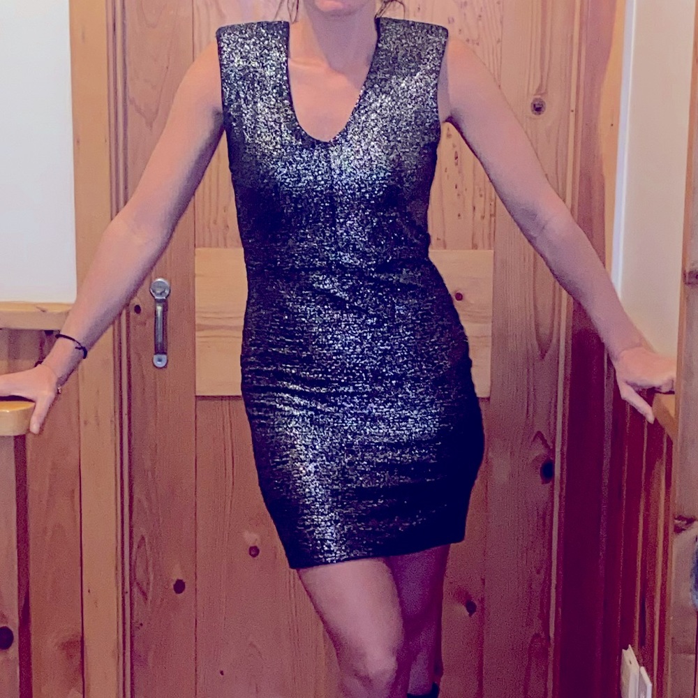 Forever 21 Gunmetal Metallic Dress Sz M